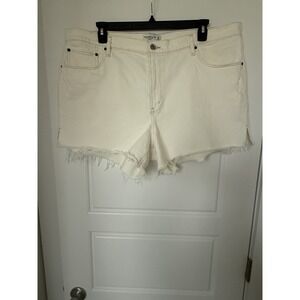 Abercrombie & Fitch White Jean Shorts High Rise Women's Plus Size 20 Grunge NWOT